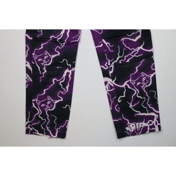 Vintage Y2K Streetwear Mens 32x29 Distressed Cat Lightning Cargo Pants Cotton - Picture 4 of 16